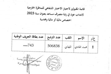 الاختبار الشفاهي للمناظرة الخارجية لانتداب عون في رتبة متصرف مساعد بعنوان سنة 2023-اختصاص مالية أو مالية ومحاسبة